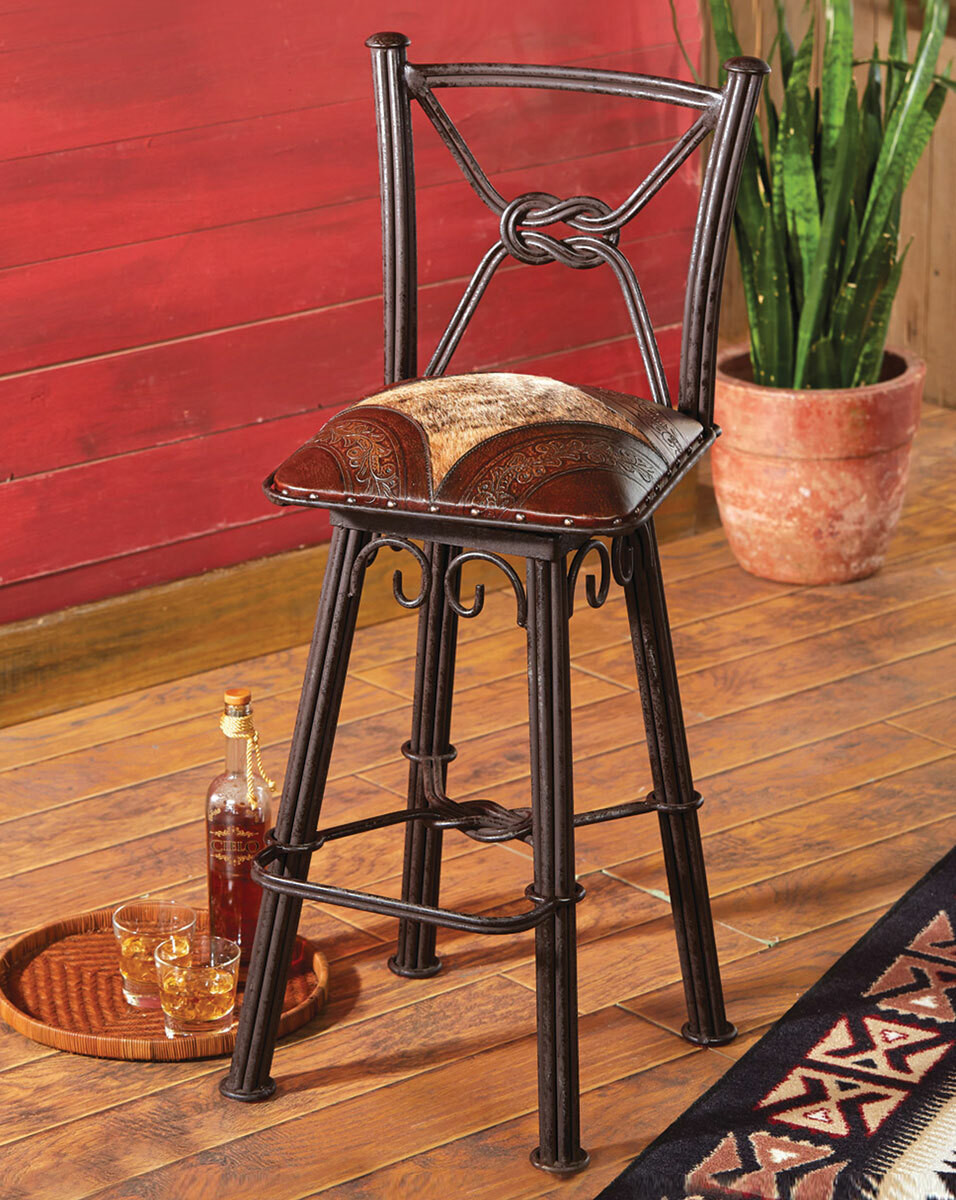 Rustic Bar Furniture | Coronado Iron Counter Stool with Swivel Back ...