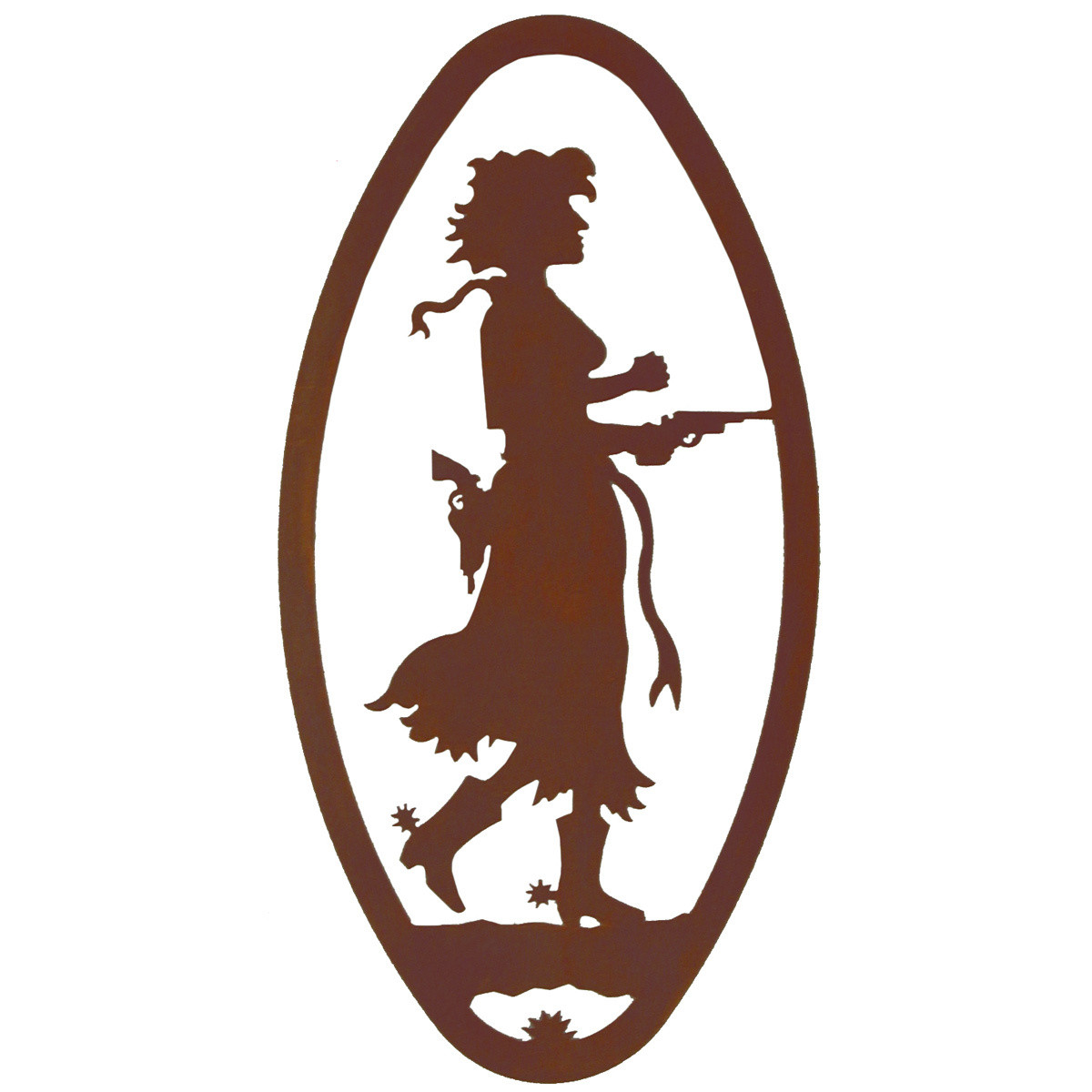 Pistol Cowgirl Cameo Metal Wall Art Lone Star Western Decor