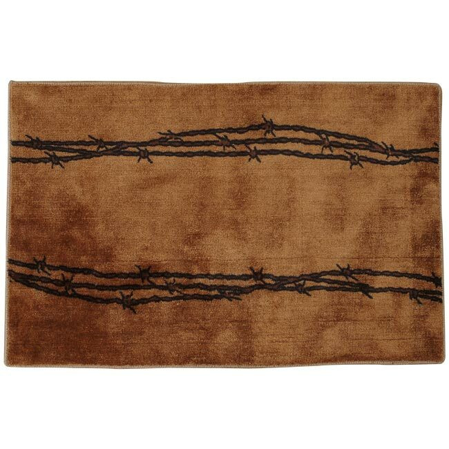 Barbed Wire Tan Bath Rug Lone Star Western Decor