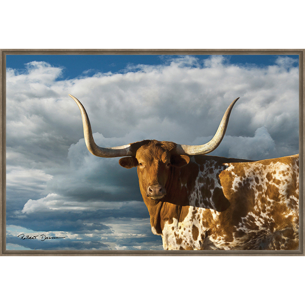 Majestic Longhorn Framed Canvas Lone Star Western Decor