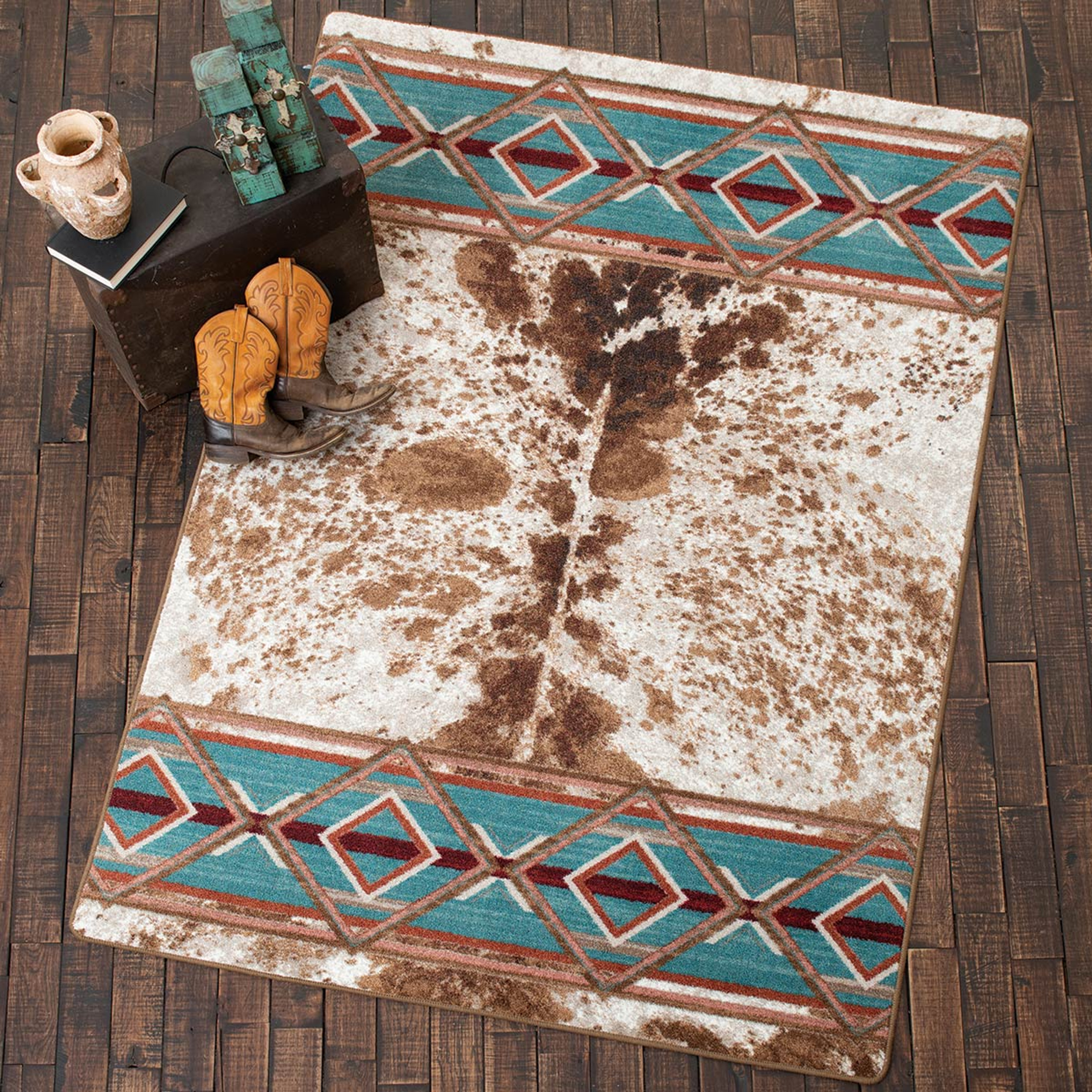 Turquoise Plains Cowhide Rug 5 X 8 Lone Star Western Decor   Media  83368.1660760847 