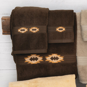 Aztec Sky Chocolate Embroidered Towel Collection