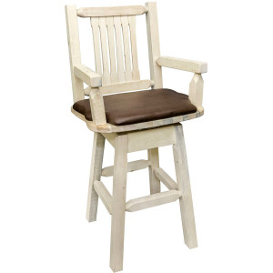 Denver Swivel Captain's Barstool with Saddle Seat