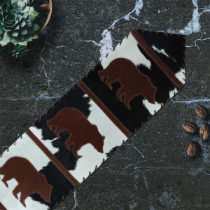 Roaming Bears Brown Leather Table Runners