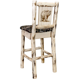 Frontier Barstools with Back & Engraved Animals