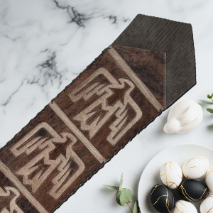 Fringed Lightning Hawk Leather Table Runners