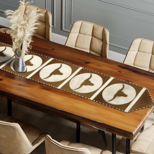 Brown Longhorn Moon Cowhide Table Runners