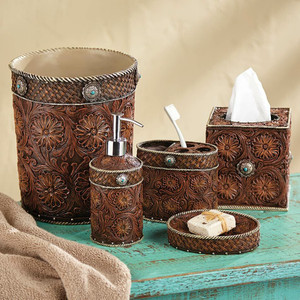 Western Tooled Leather Bath Accessories