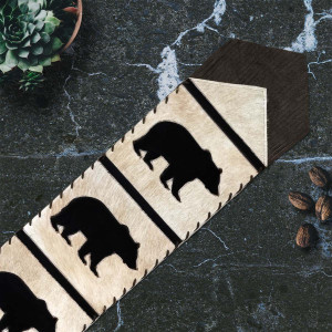 Fringed Ivory Bears Leather Table Runners