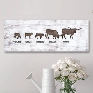 Longhorn Family Personalized Wall Art