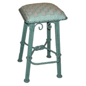 Coronado Turquoise Iron Stool - Ash Turq. Leather