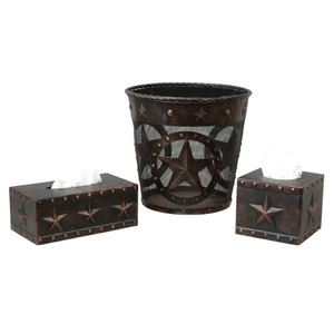 Stars & Studs Metal Waste Basket and Tissue Boxes