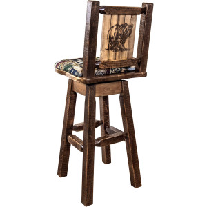 Ranchman's Woodland Upholstery Barstools with Back