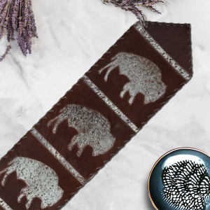 Roaming Bison Dark Leather Table Runners