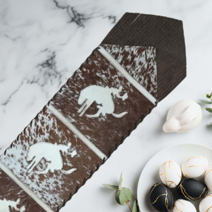 Fringed Light Wild Rider Cowhide Table Runners