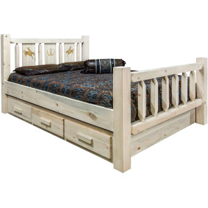 Denver Bed with Storage & Engraved Broncos