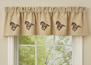 Galloping Horses Embroidered Lined Valance | Lone Star Western Decor