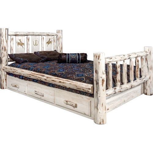 Frontier Storage Bed with Laser-Engraved Bronc Des