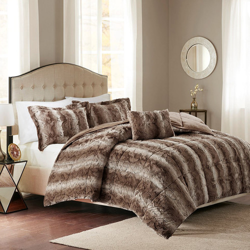 Jackson Chocolate Faux Fur Bedding Collection