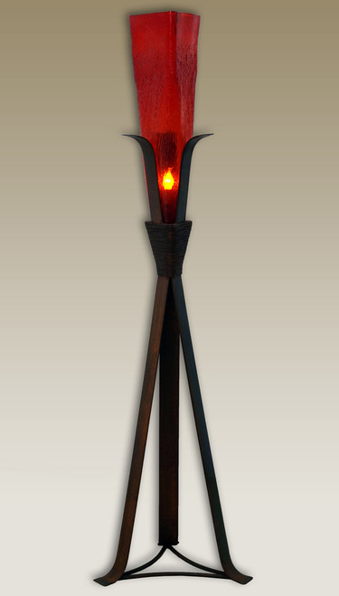 Eliza Floor Lamp with Red Glass Shade - Medium