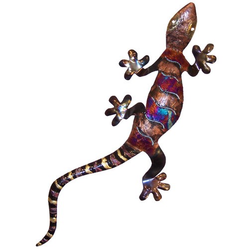 Copper Dripped Gecko Metal Wall Art - Extra Large