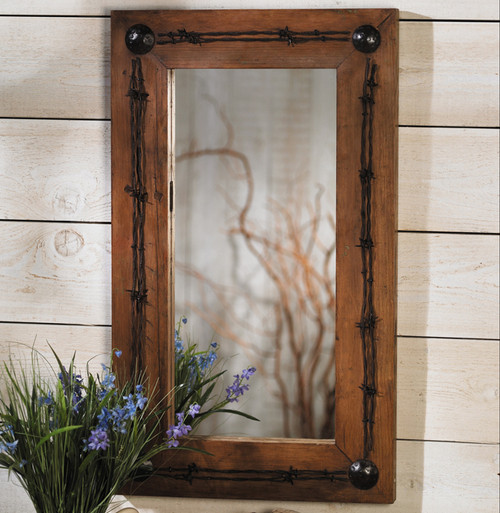 Old Ranch Barbed Wire Mirror