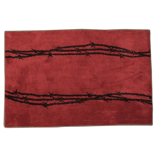 Barbed Wire Red Bath Rug
