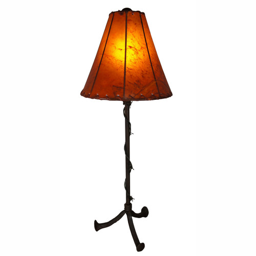 Barbed Wire Table Lamp with Sun Kissed Amber Rawhide Shade