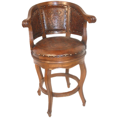 Cardenal Swivel Barstool with Back - Rustic