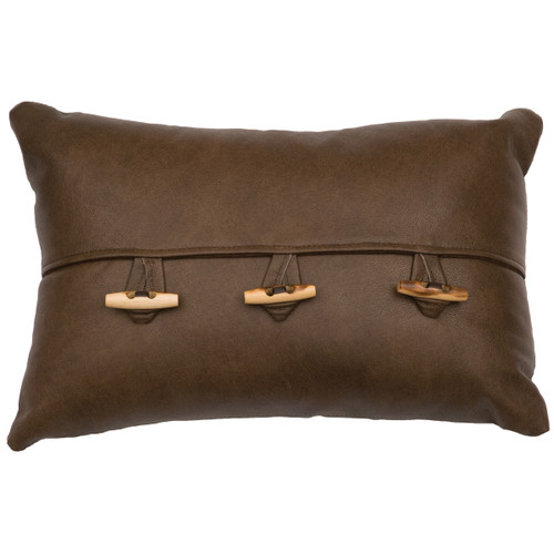 Leather Toggle Button Pillow - Leather Back