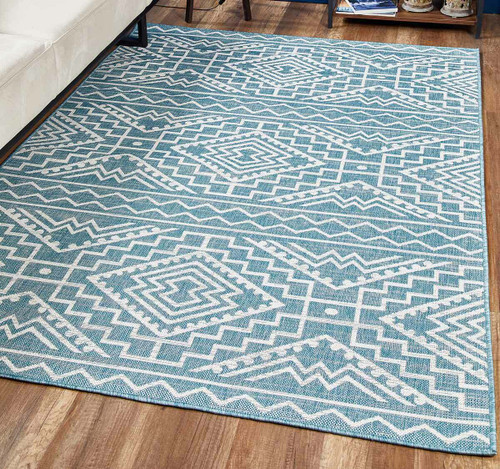 Chandler Aqua Indoor/Outdoor Rug - 3 x 5