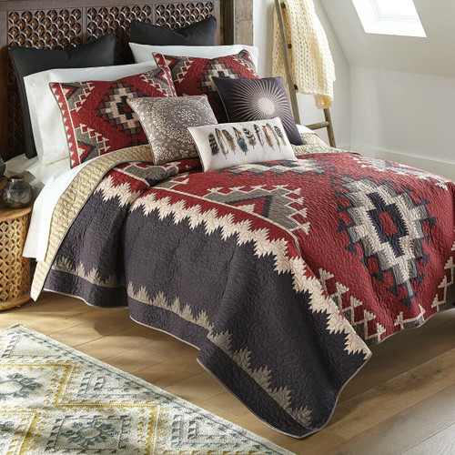 Crimson Vista Quilt Bed Set - Queen