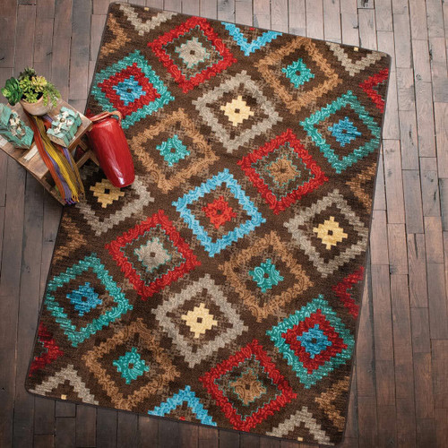 Diamond Dance Turquoise Rug - 3 x 4