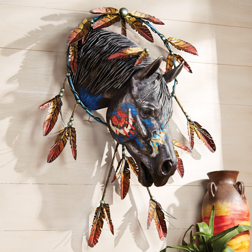 Feathered Warrior Horse Wall Sculpture