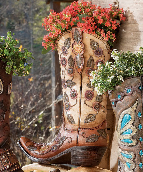 Flower Cowboy Boot Vase - OVERSTOCK