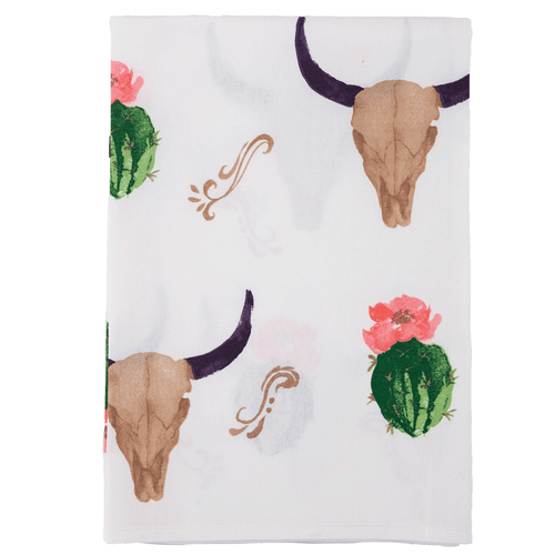 Flowering Cactus & Skulls Tea Towels - Set of 5