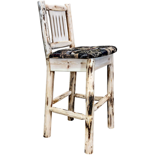 Frontier Barstool with Back & Woodland Upholstered Seat