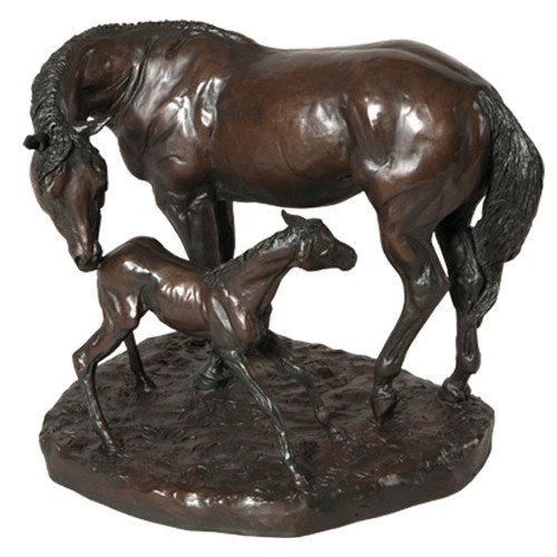 Horse Mare and New Foal Sculpture
