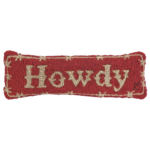 Howdy Hooked Wool Rectangle Pillow