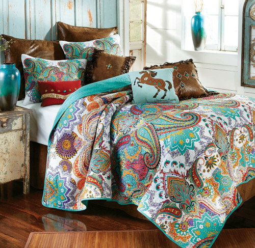 Paisley Brilliance Quilt Bed Set - Queen