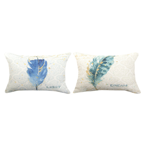 Pastel Feathers Reversible Pillow