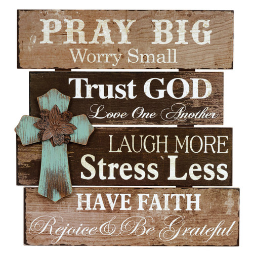 Pray Big Turquoise Cross Wood Wall Sign | Lone Star Western Decor