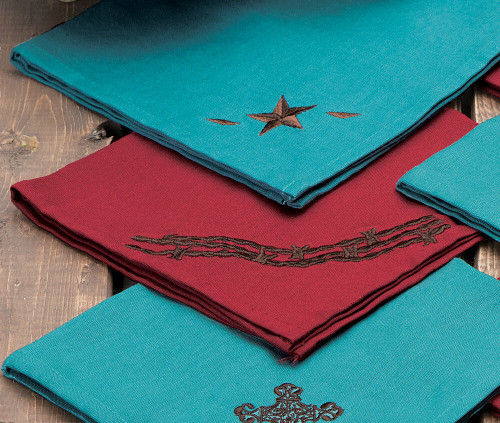 Western Red & Turquoise Napkin Set - 4 pcs