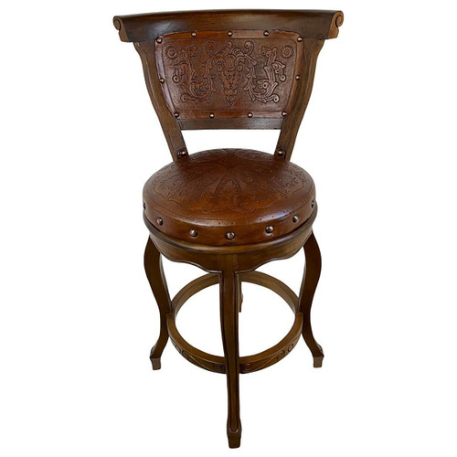 Spanish Heritage Swivel Counter Stool with Back - Rustic