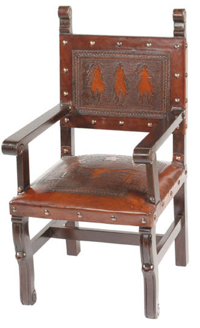 Spanish Heritage Arm Chair with Posse Back & Steer Seat