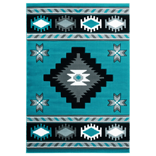 Star Vision Turquoise Rug - 5 x 8