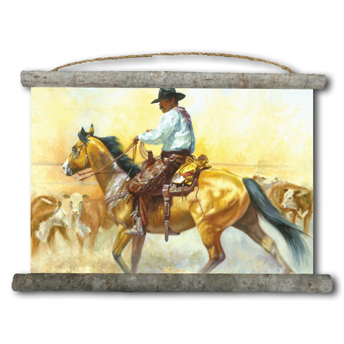 Stepping Out Cowboy Canvas Wall Scroll