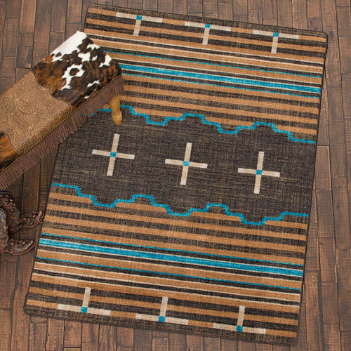 Three Chiefs Suede & Teal Rug - 3 x 4