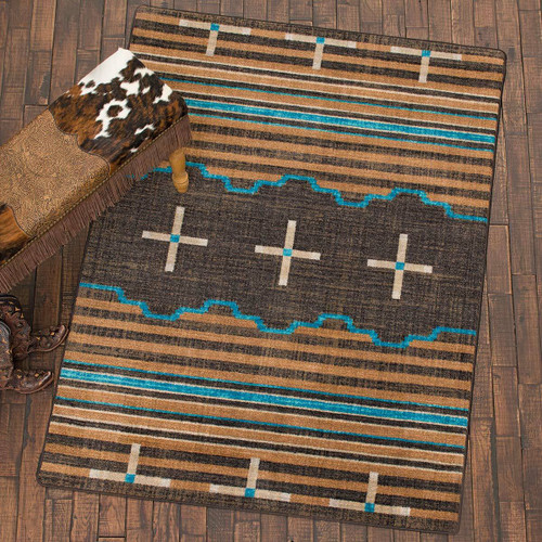 Three Chiefs Suede & Teal Rug - 8 x 11