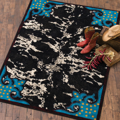 Turquoise & Cowhide Rug - 3 x 4